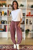 The Sunday Morning Stripe Twist Pant Burgundy Blush